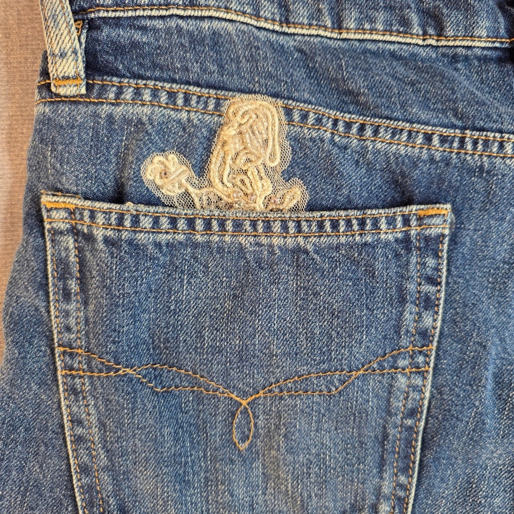 Lauren Ralph Lauren Jeans Womens 6 Blue Cotton Straight Leg Denim Boho Lace Chic - Picture 8 of 15